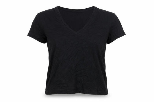 Dynamite Womens Black Viscose Basic T-Shirt Size M V-Neck