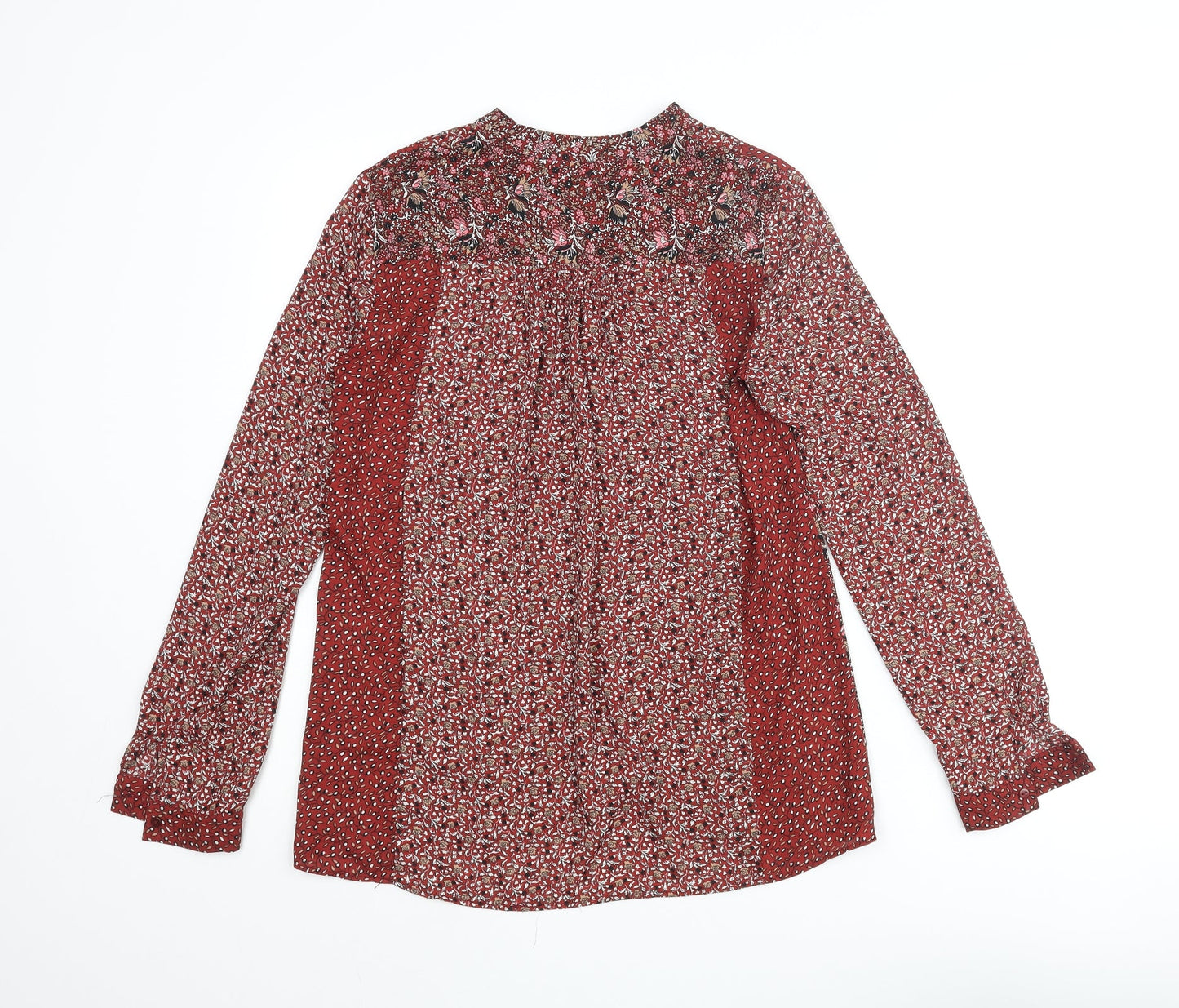 Zara Womens Red Geometric Polyester Basic Blouse Size XS V-Neck - Floral Print
