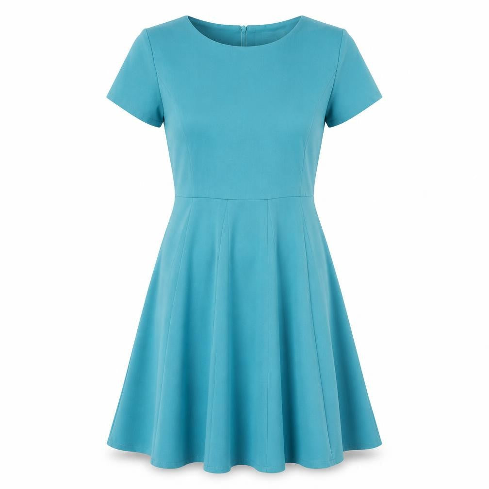 Louche Womens Blue Polyester Fit & Flare Size 10 Round Neck Zip