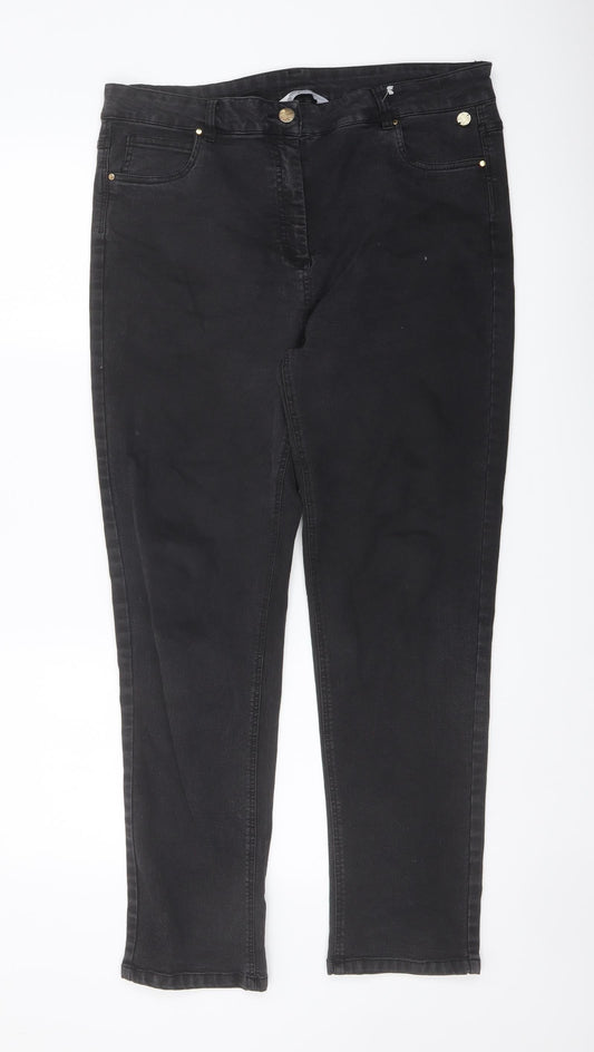 Penny Plain Womens Beige Cotton Straight Jeans Size 14 L28 in Regular Button