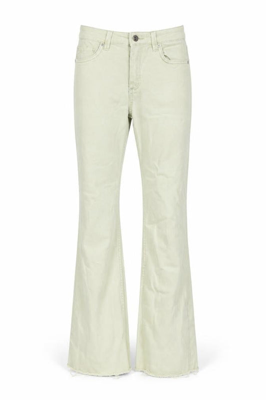 Bershka Womens Green Cotton Flared Jeans Size 6 L27 in Regular Button