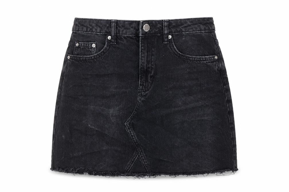 H&M Womens Grey Cotton A-Line Skirt Size 8 Button
