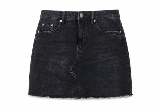 H&M Womens Grey Cotton A-Line Skirt Size 8 Button
