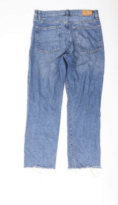 Mango Womens Blue Cotton Mom Jeans Size 10 L26 in Regular Button