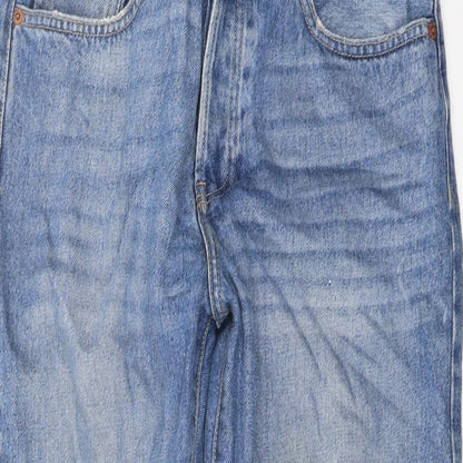 Mango Womens Blue Cotton Mom Jeans Size 10 L26 in Regular Button