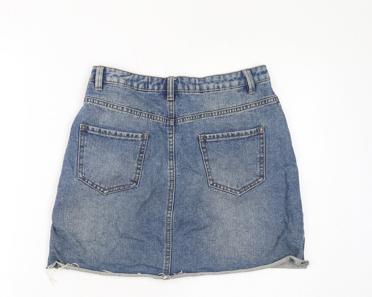 Denim & Co. Womens Blue Cotton A-Line Skirt Size 8 Zip