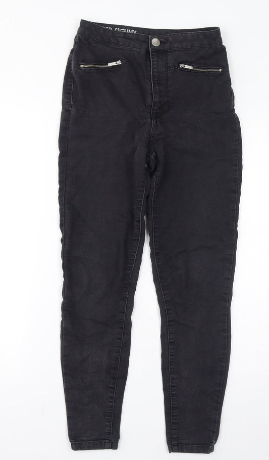Marks and Spencer Womens Black Cotton Skinny Jeans Size 8 L27 in Regular Zip