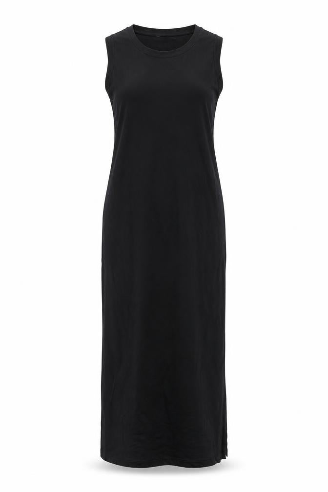 Marks & Spencer Womens Black Cotton Tank Dress Size 6 Crew Neck Pullover