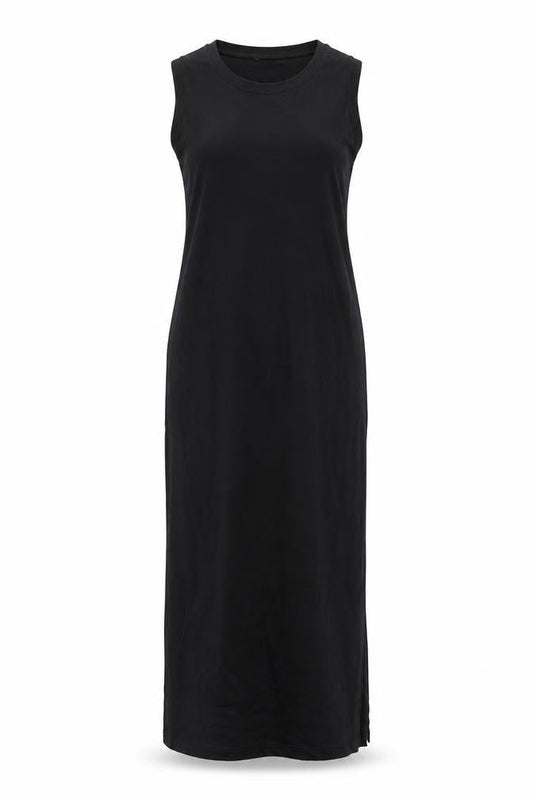 Marks & Spencer Womens Black Cotton Tank Dress Size 6 Crew Neck Pullover