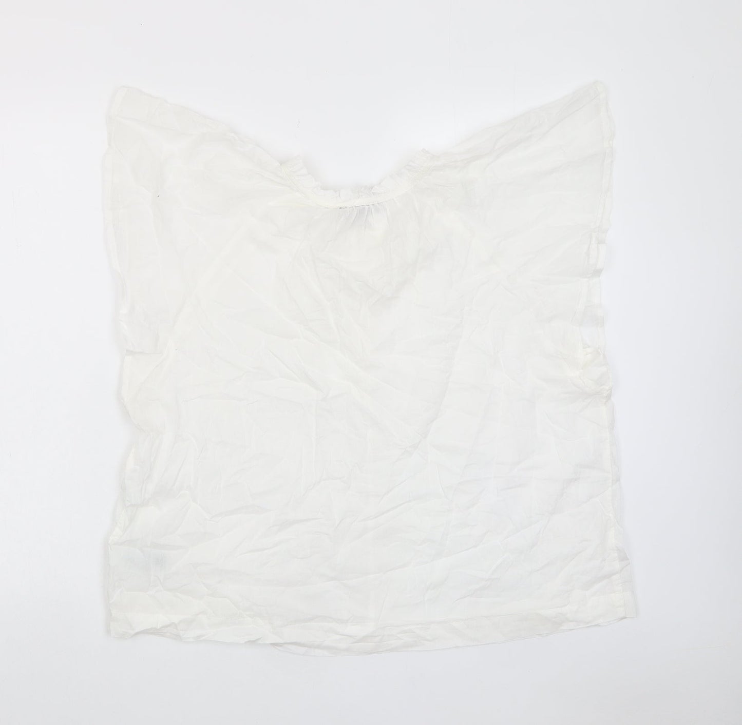 Gap Womens White Cotton Basic T-Shirt Size L Crew Neck - Keyhole neck