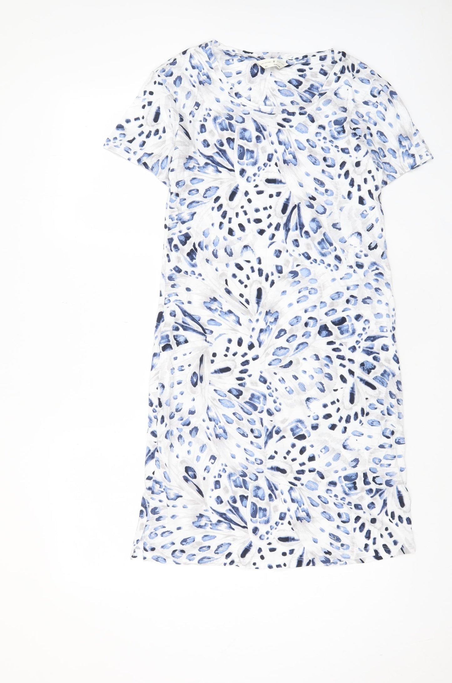 Marks and Spencer Womens Blue Geometric Cotton Top Dress Size XS