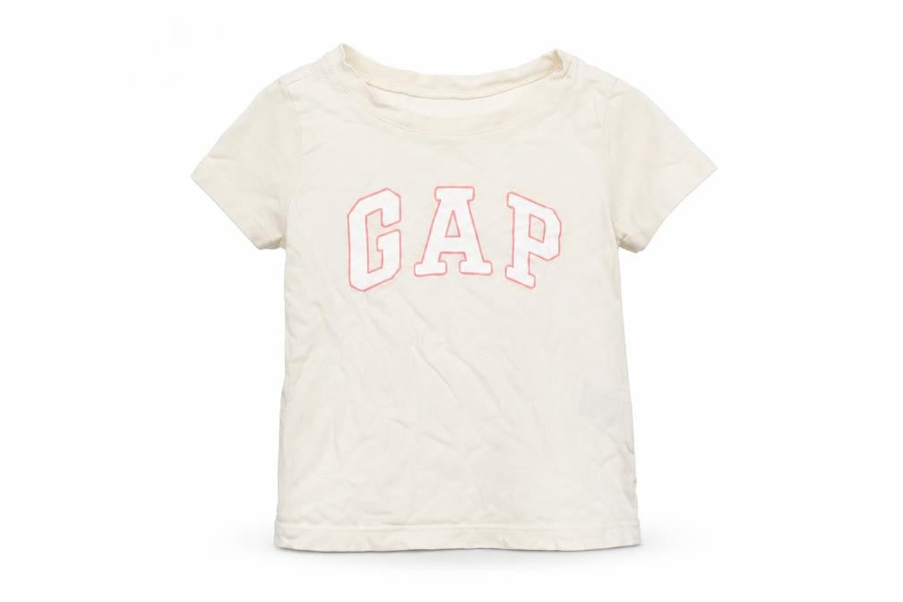 Gap Boys Beige Cotton Basic T-Shirt Size 2 Years Crew Neck Pullover - Logo