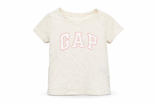Gap Boys Beige Cotton Basic T-Shirt Size 2 Years Crew Neck Pullover - Logo