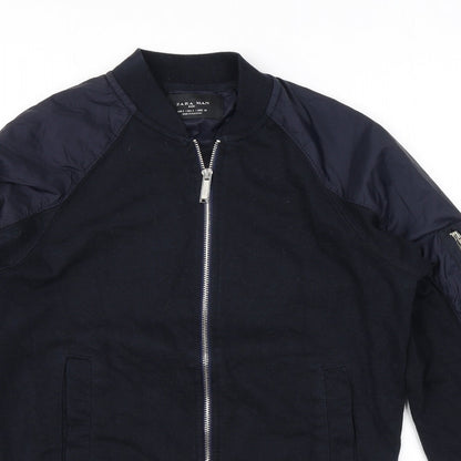 Zara Mens Black Bomber Jacket Jacket Size S Zip