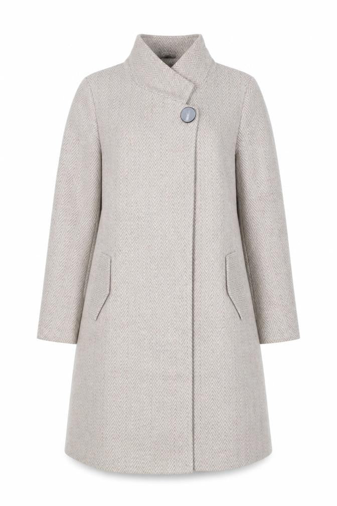 Kaleidoscope Womens Beige Herringbone Overcoat Coat Size 20 Snap