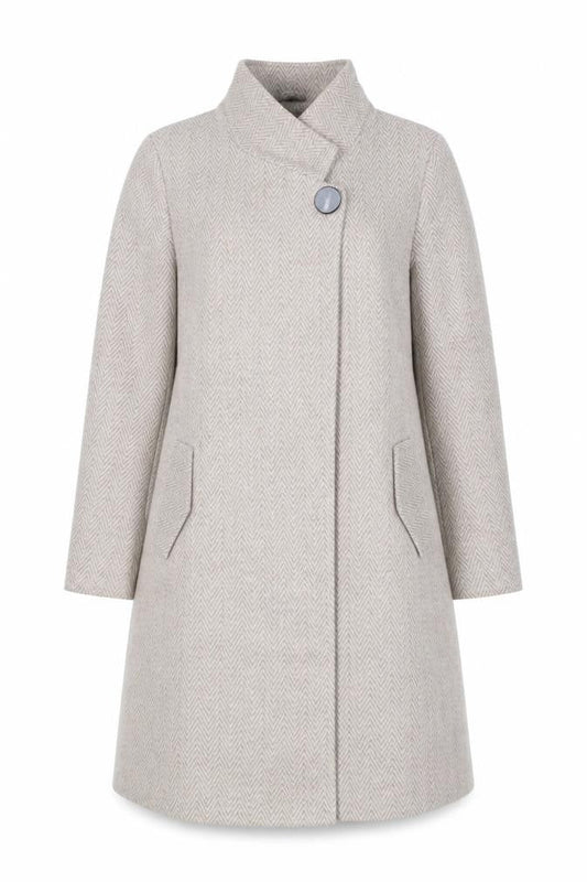Kaleidoscope Womens Beige Herringbone Overcoat Coat Size 20 Snap