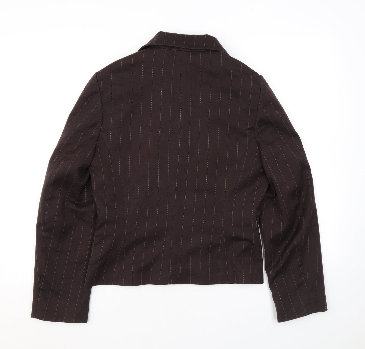 NL Collection Womens Brown Striped Jacket Blazer Size 12 Button