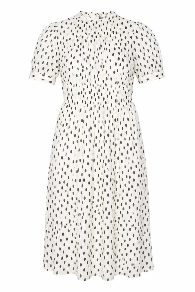 Marks & Spencer Womens Ivory Polka Dot Polyester A-Line Size 8 Round Neck Pullover