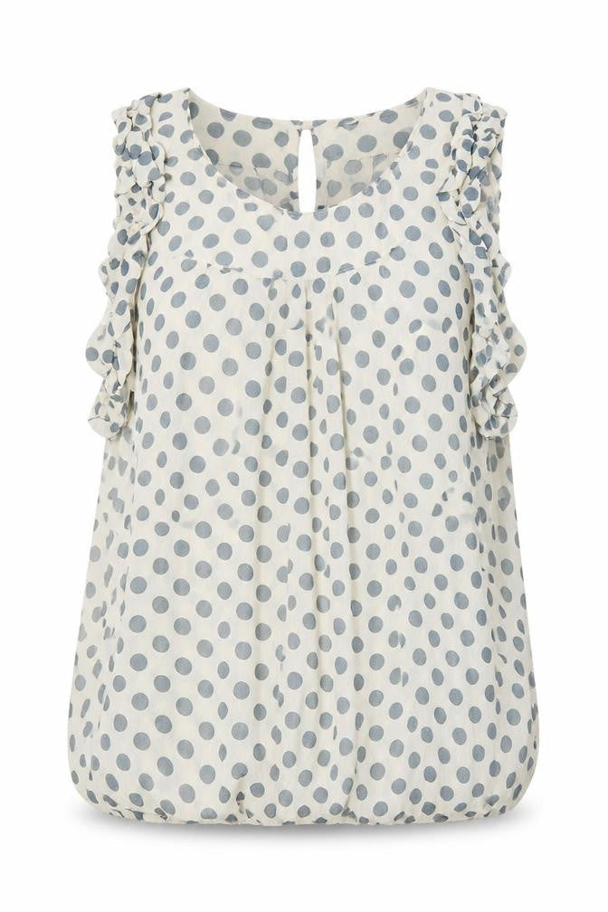 River Island Womens Beige Polka Dot Viscose Basic Blouse Size 12 Scoop Neck