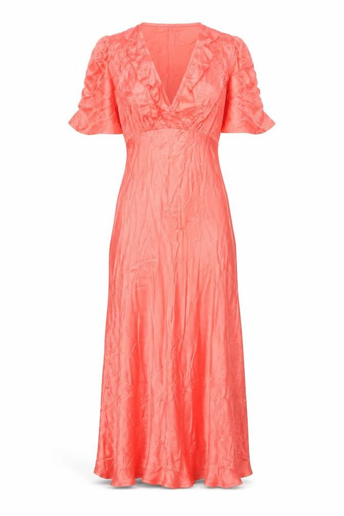 Marks & Spencer Womens Orange Viscose Maxi Size 8 V-Neck Pullover