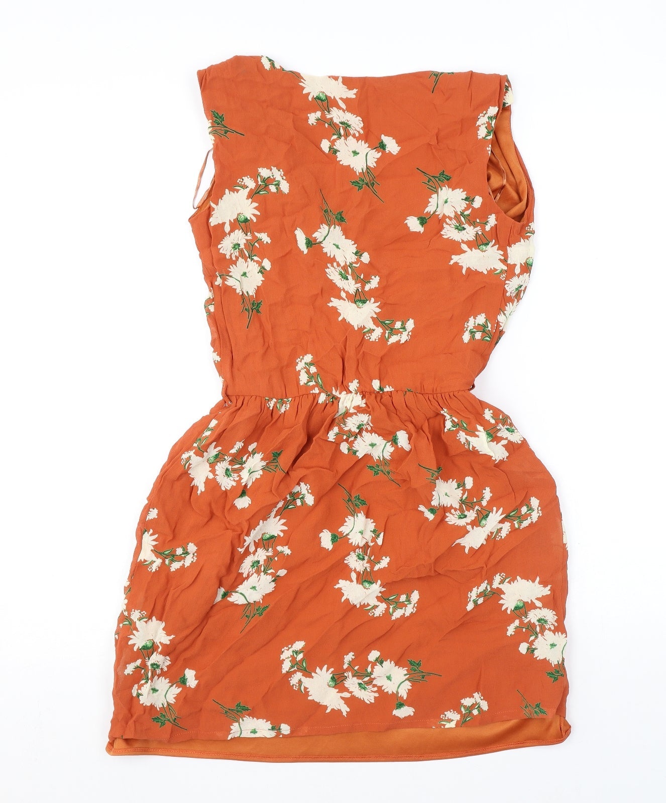 Internacionale Womens Orange Floral Viscose Basic Tank Size 6 V-Neck
