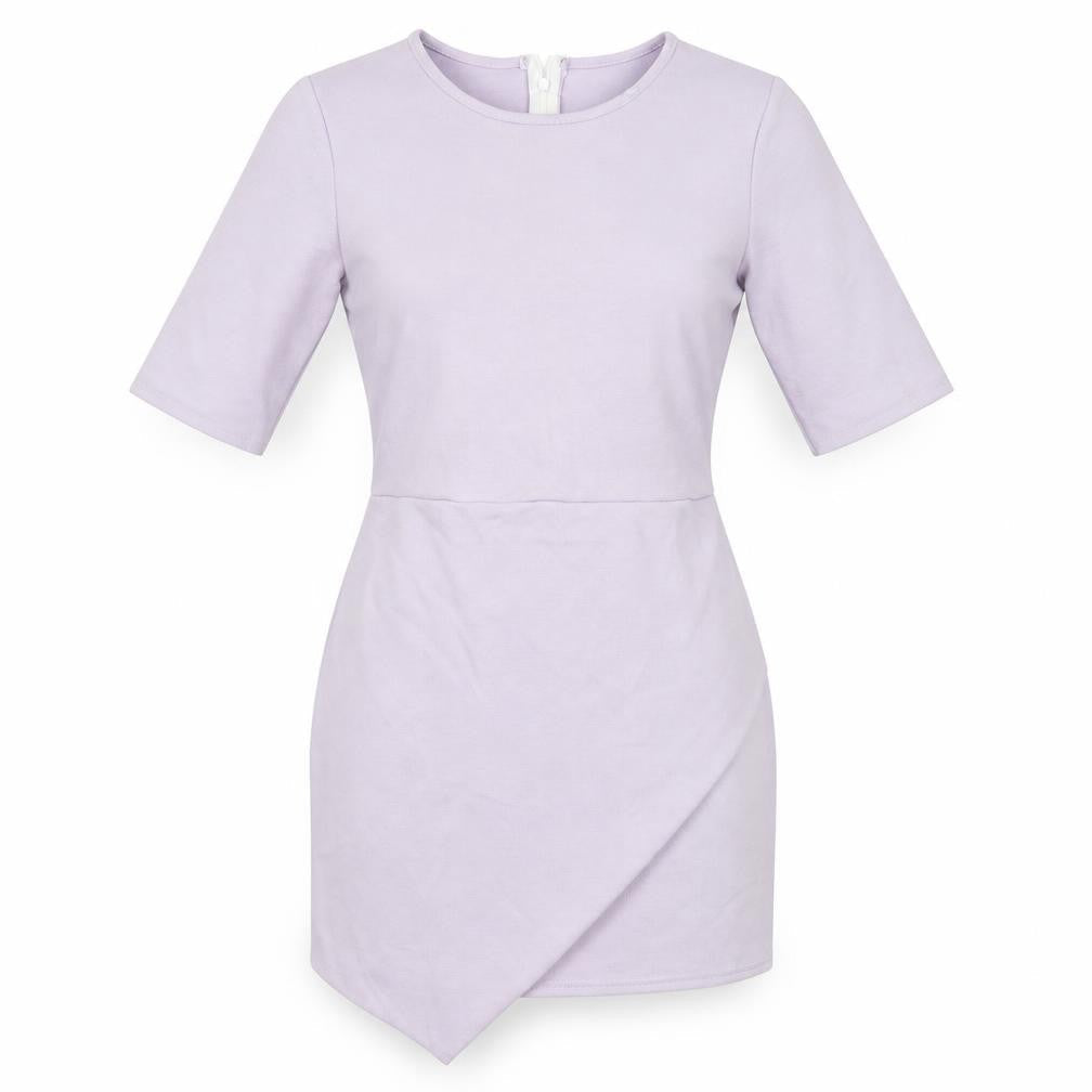 Missguided Womens Purple Polyester Bodycon Size 12 Round Neck Zip