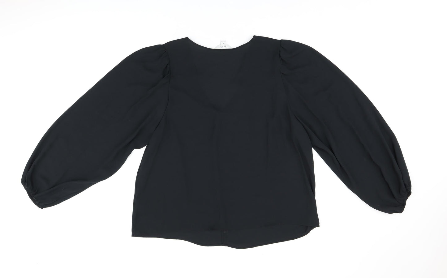 Marks and Spencer Womens Black Polyester Basic Blouse Size 18 V-Neck - Button Detail