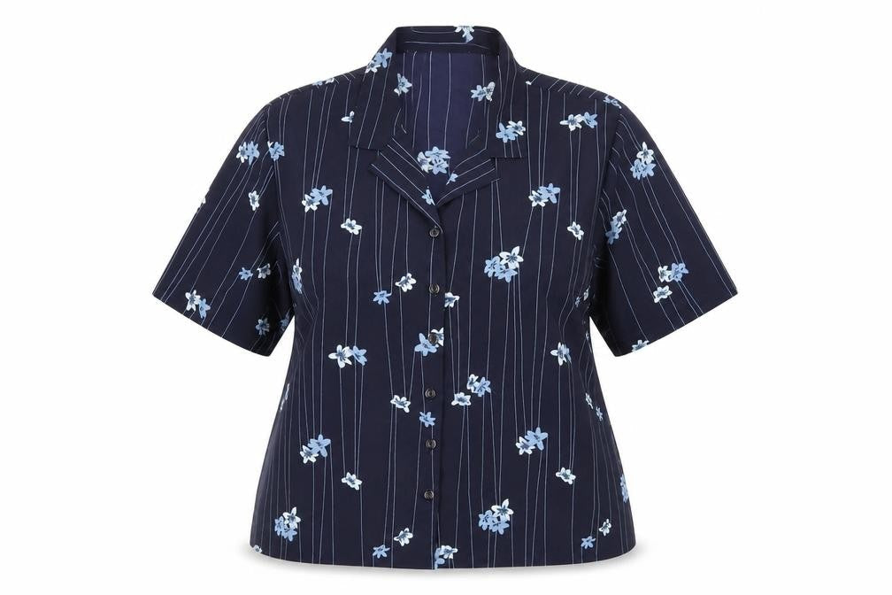 Bonmarché Womens Blue Floral Polyester Basic Button-Up Size 20 Collared