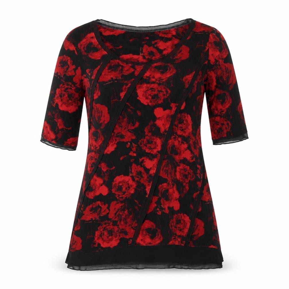 Per Una Womens Black Floral Polyester Basic Blouse Size 10 Scoop Neck