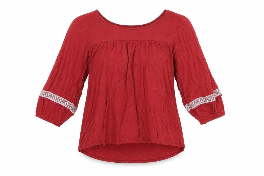 Clockhouse Womens Red Viscose Basic Blouse Size XS Boat Neck