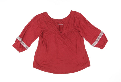 Clockhouse Womens Red Viscose Basic Blouse Size XS Boat Neck