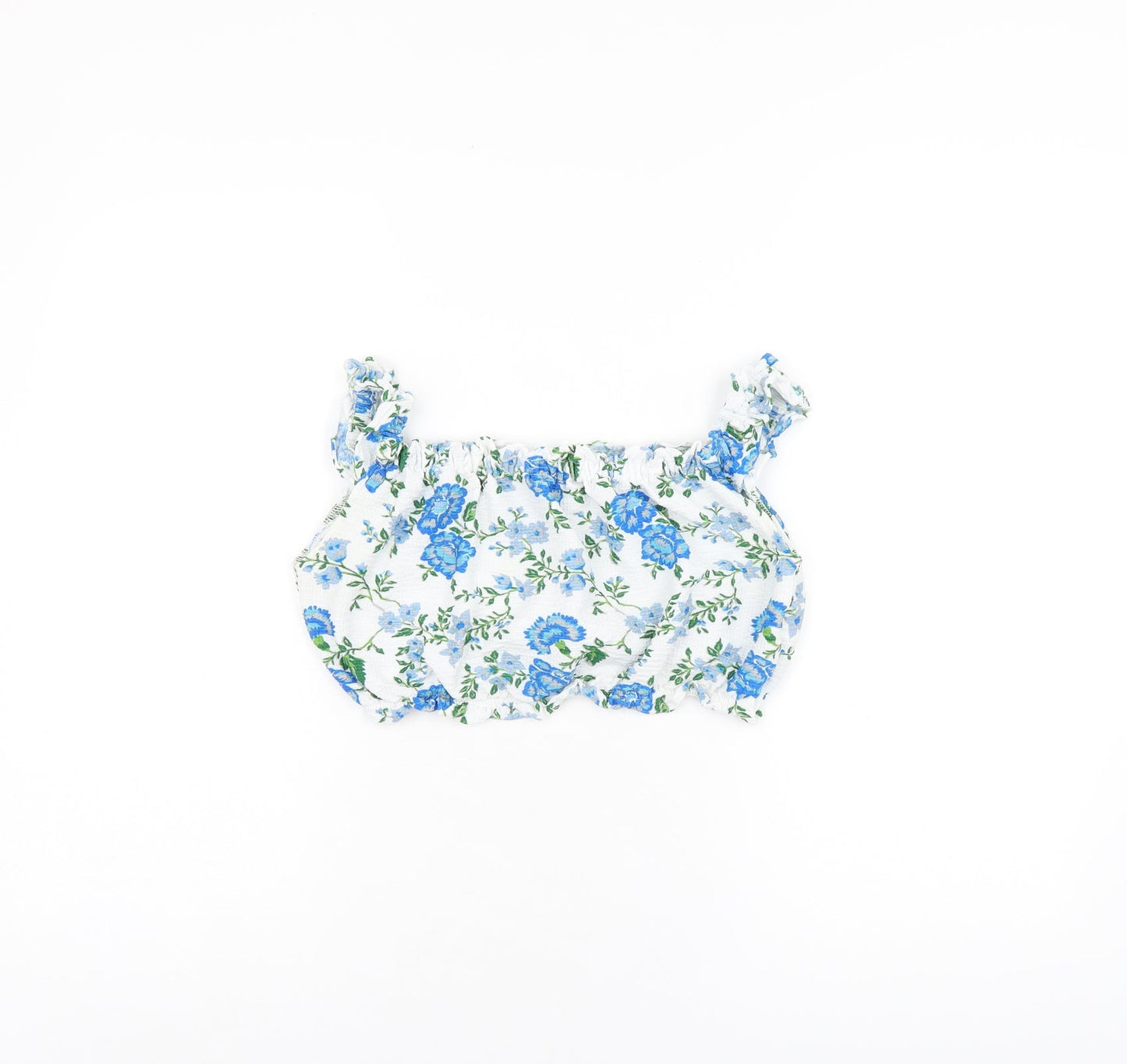 Topshop Womens White Floral Polyester Cropped Tank Size 10 Square Neck