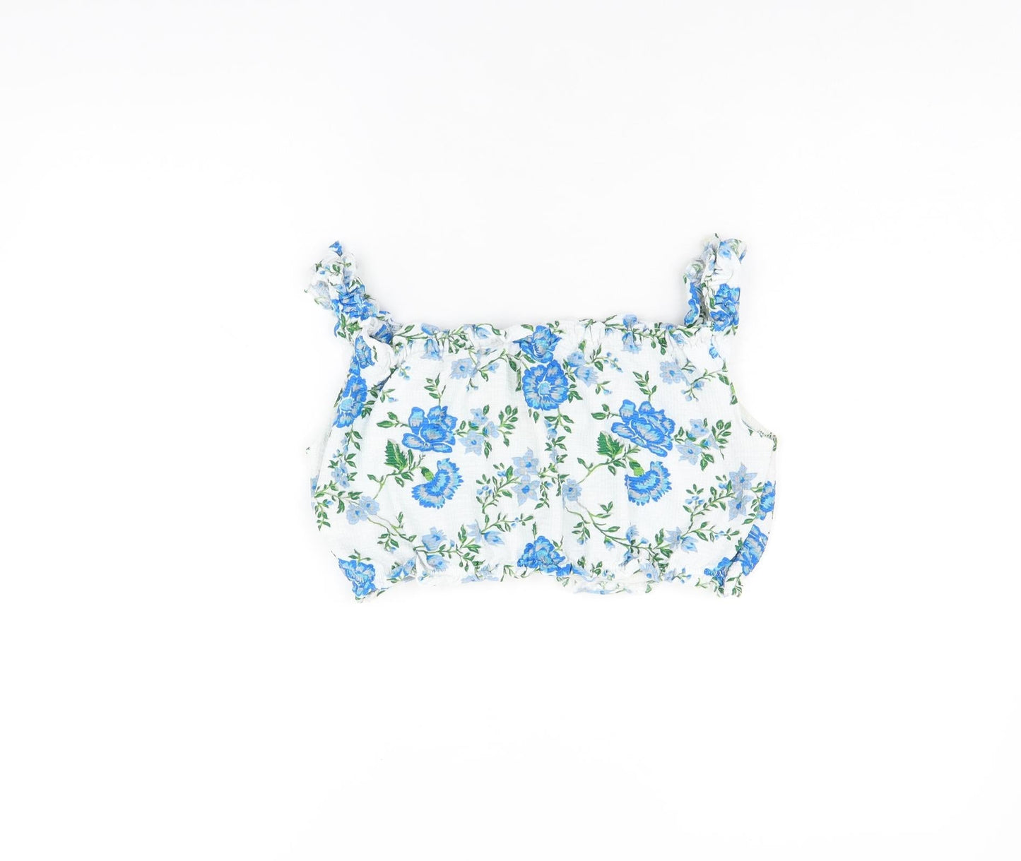 Topshop Womens White Floral Polyester Cropped Tank Size 10 Square Neck