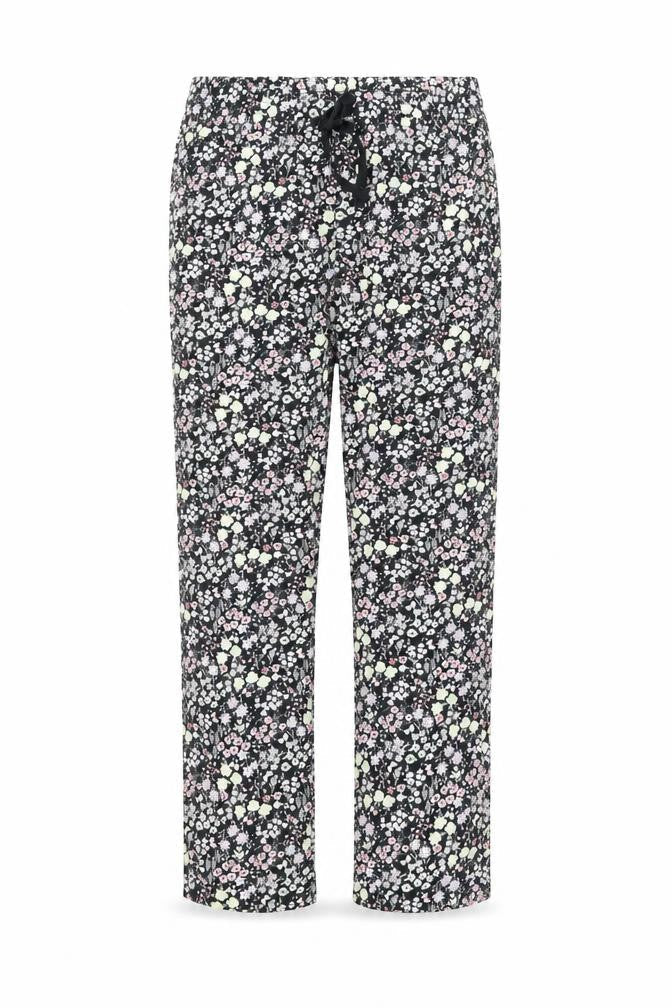 Gap Womens Black Floral Cotton Trousers Size S L29 in Regular Drawstring