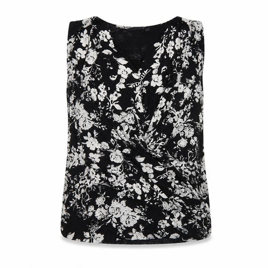Next Womens Black Floral Viscose Basic Tank Size 8 V-Neck