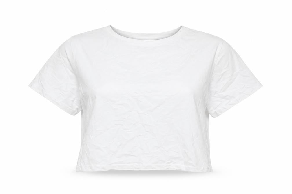 River Island Womens White Cotton Cropped T-Shirt Size 12 Round Neck