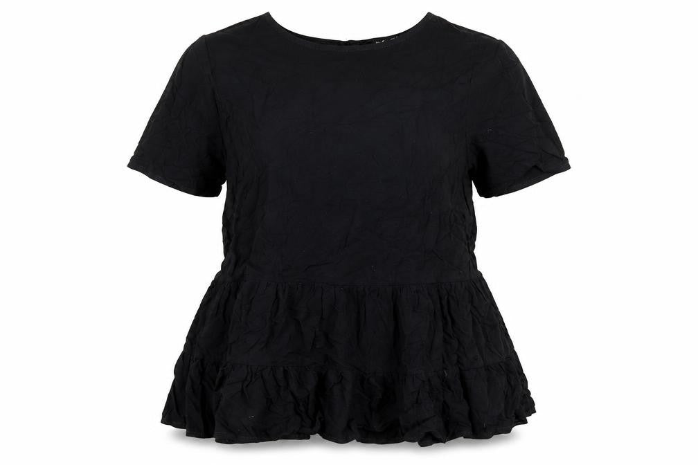 Select Womens Black Viscose Basic Blouse Size 12 Round Neck