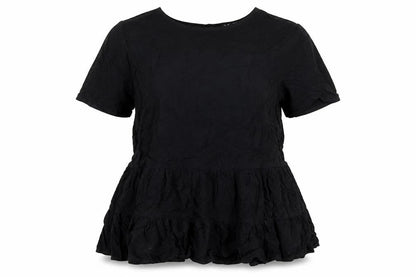 Select Womens Black Viscose Basic Blouse Size 12 Round Neck