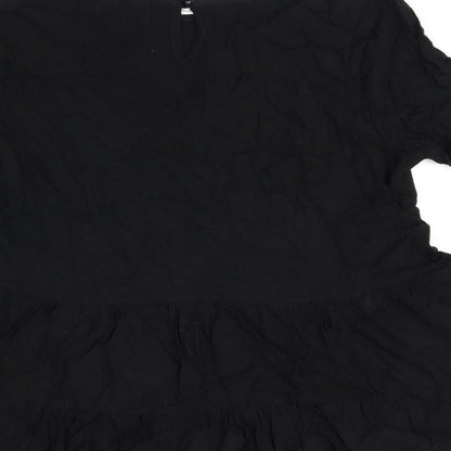Select Womens Black Viscose Basic Blouse Size 12 Round Neck