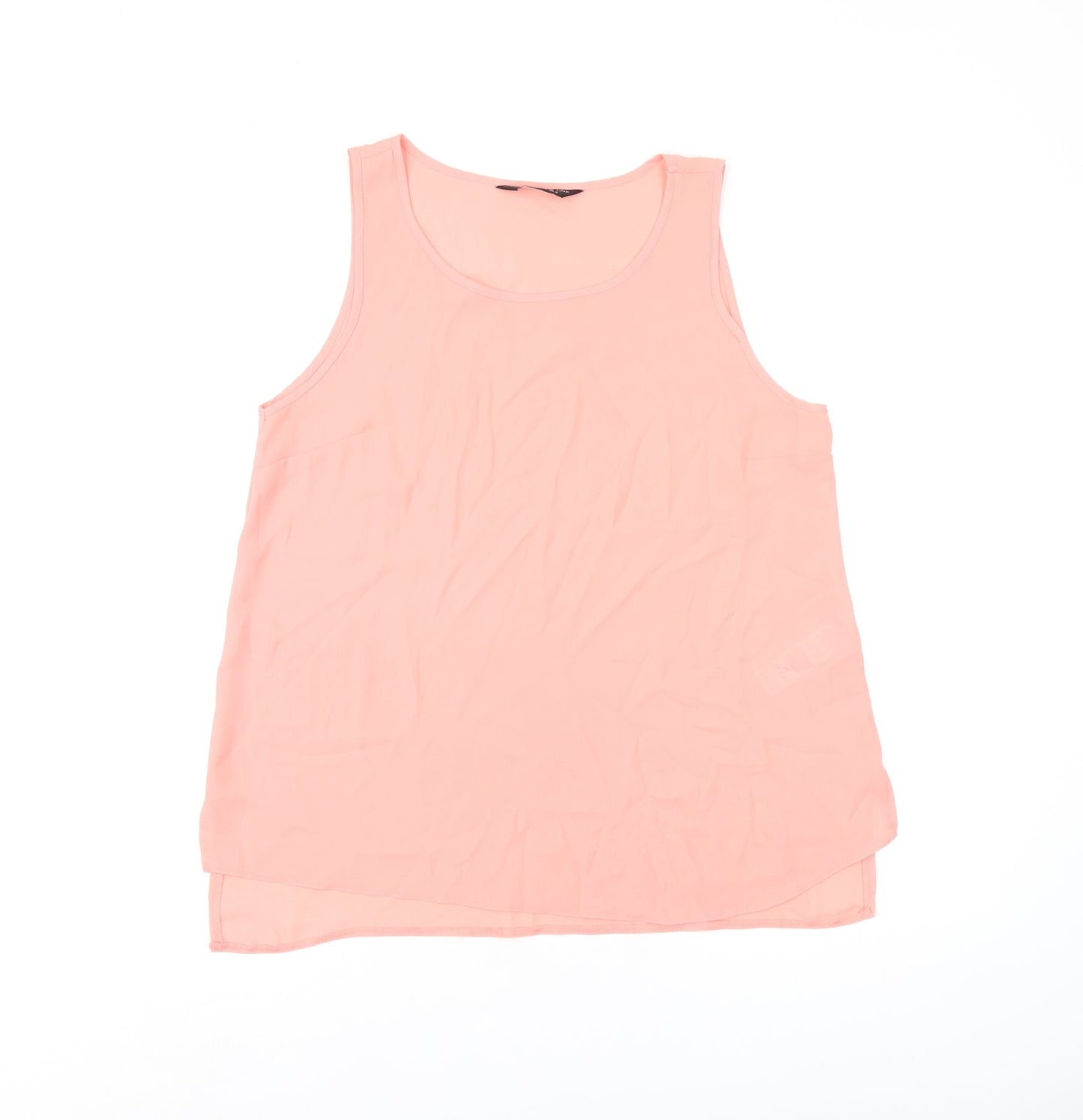 Dorothy Perkins Womens Pink Polyester Basic Tank Size 10 Scoop Neck - Split Hem