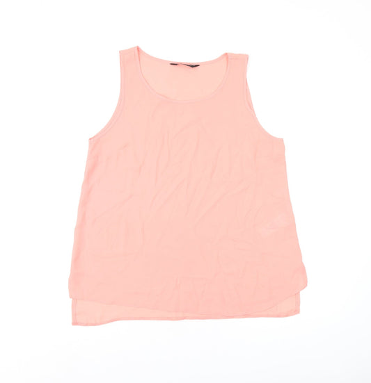 Dorothy Perkins Womens Pink Polyester Basic Tank Size 10 Scoop Neck - Split Hem