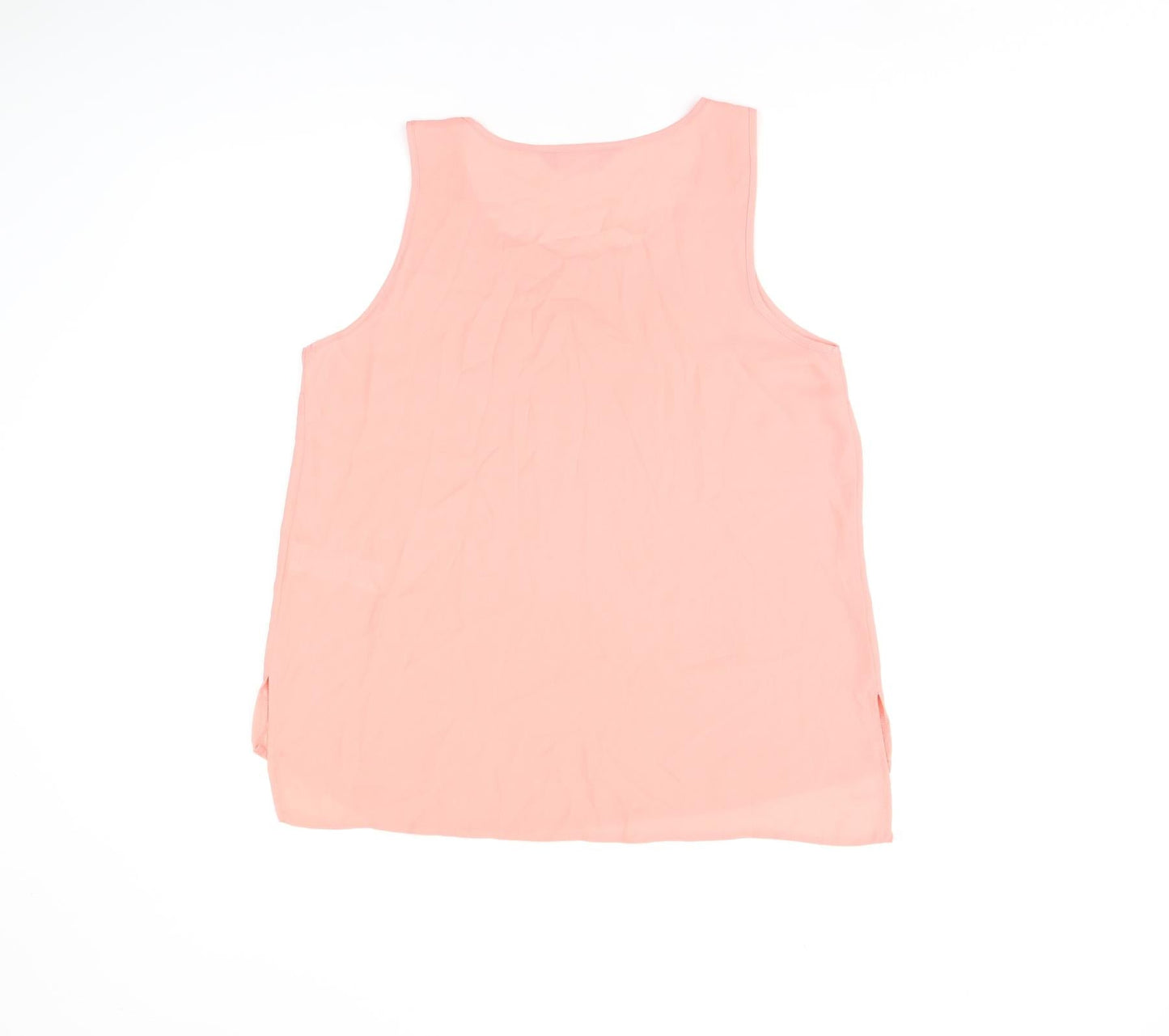 Dorothy Perkins Womens Pink Polyester Basic Tank Size 10 Scoop Neck - Split Hem