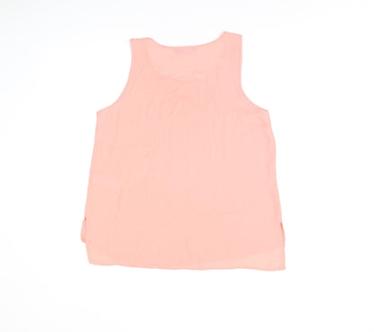 Dorothy Perkins Womens Pink Polyester Basic Tank Size 10 Scoop Neck - Split Hem