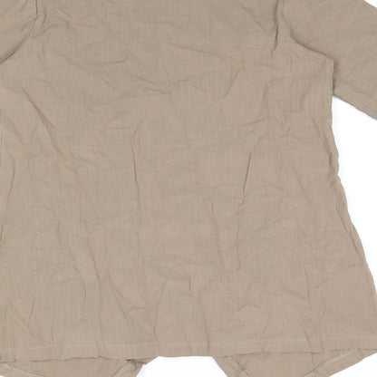 MissLook Womens Beige Polyester Basic T-Shirt Size S Round Neck
