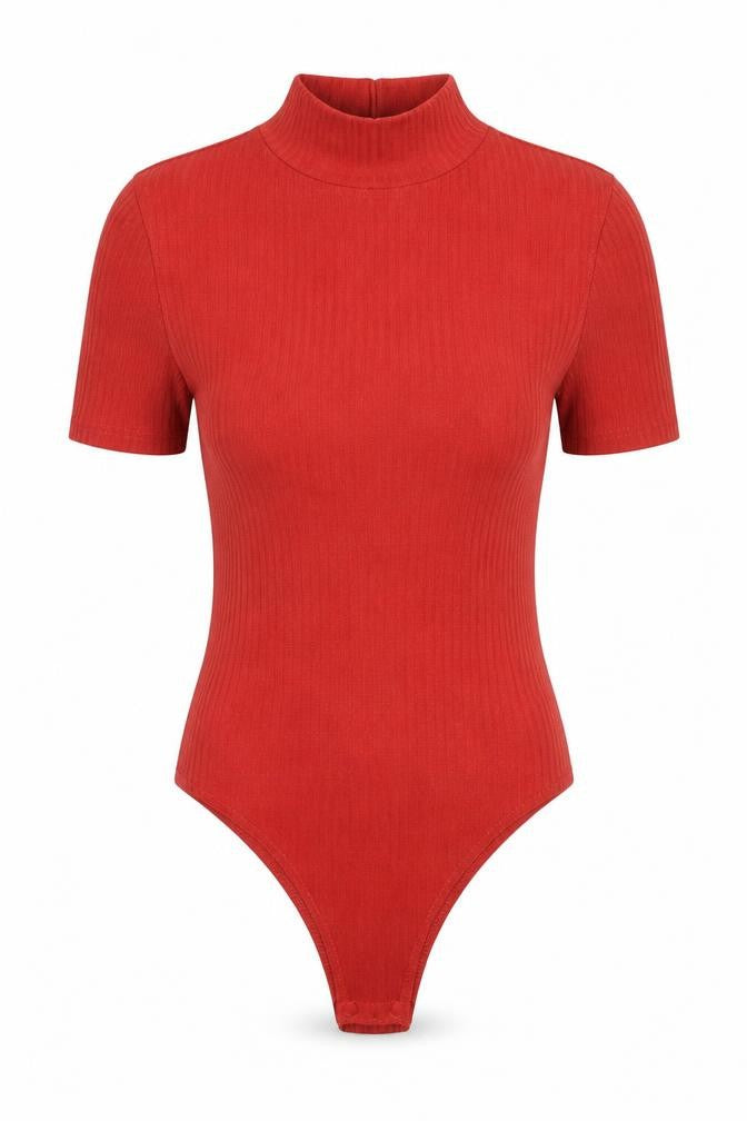 Missguided Womens Red Polyethylene Bodysuit One-Piece Size 8 Snap