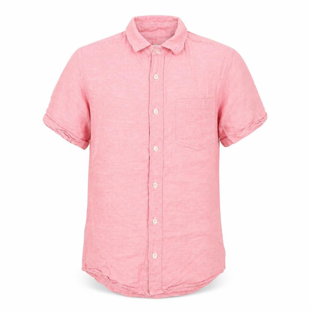 Burton Mens Pink Linen Button-Up Size S Collared Button