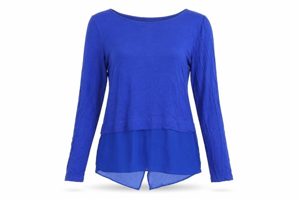 Oasis Womens Blue Viscose Basic T-Shirt Size XS Round Neck