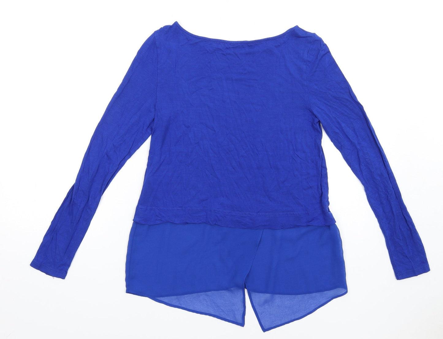 Oasis Womens Blue Viscose Basic T-Shirt Size XS Round Neck