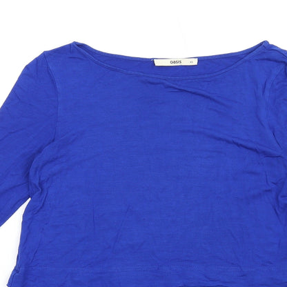 Oasis Womens Blue Viscose Basic T-Shirt Size XS Round Neck
