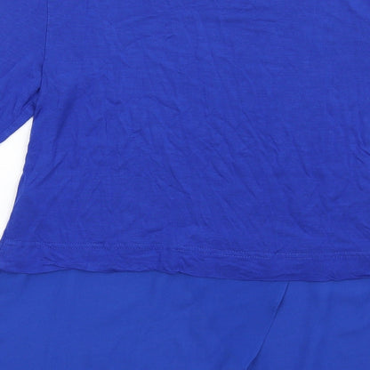 Oasis Womens Blue Viscose Basic T-Shirt Size XS Round Neck